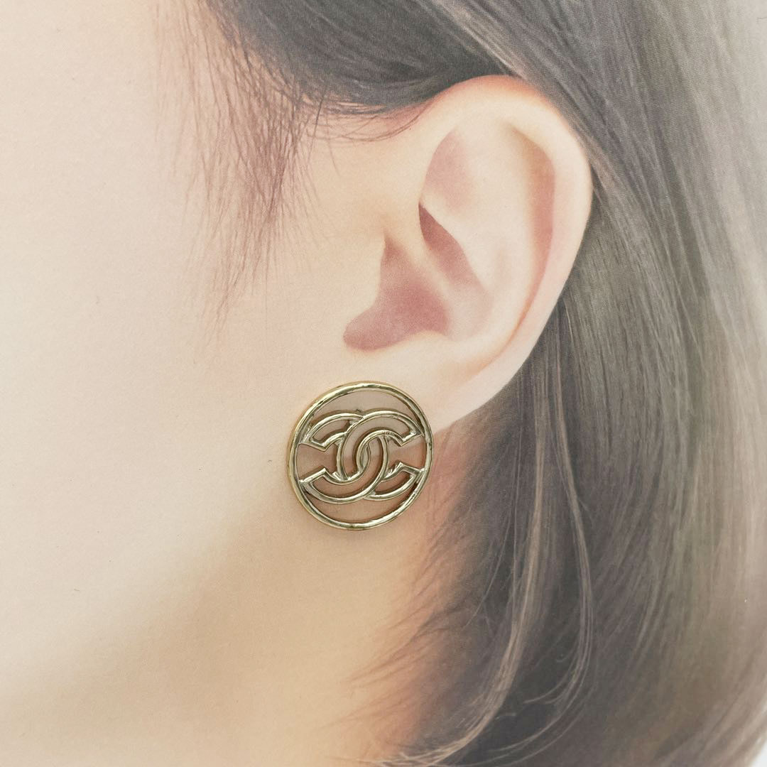 CHANEL シャネル サークルピアス ココマーク B17C シャンパン