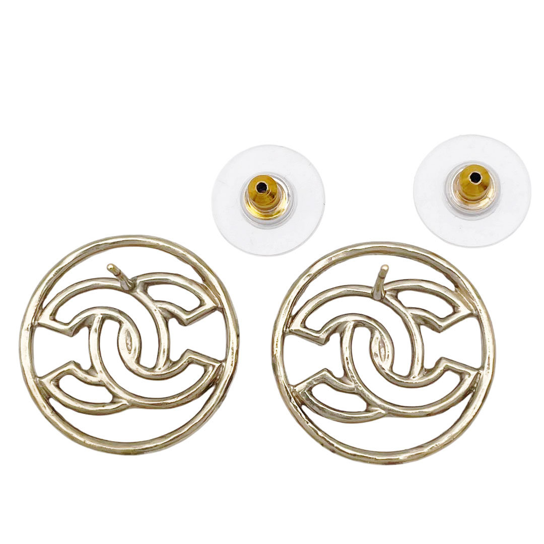 【ゴージャス♡】CHANEL サークル ゴールド ピアス CHANEL シャネル サークルピアス ココマーク B17C シャンパン