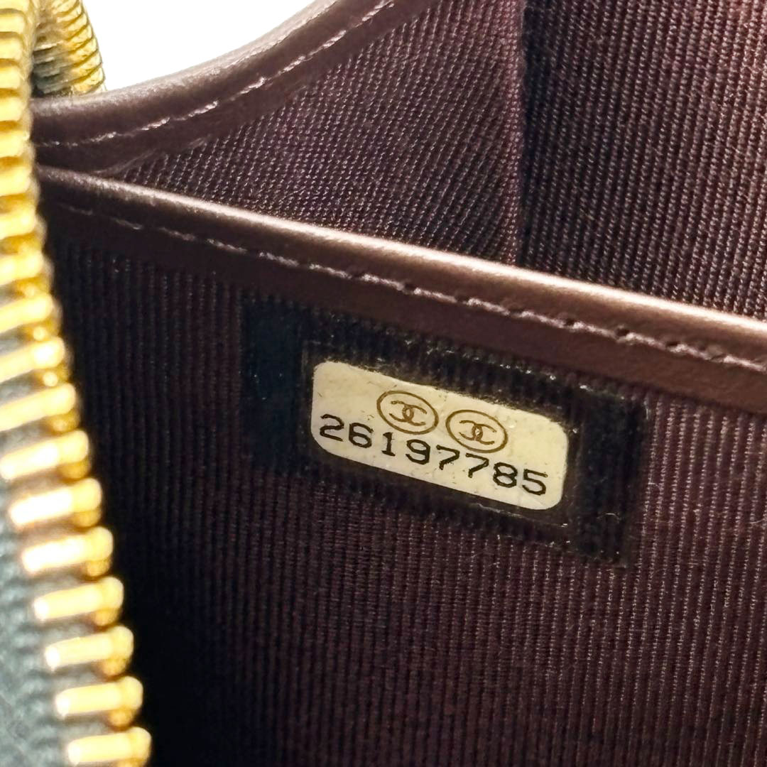 CHANEL シャネル ラウンドファスナー長財布 マトラッセ キャビアスキン ブラック ゴールド金具 26番台