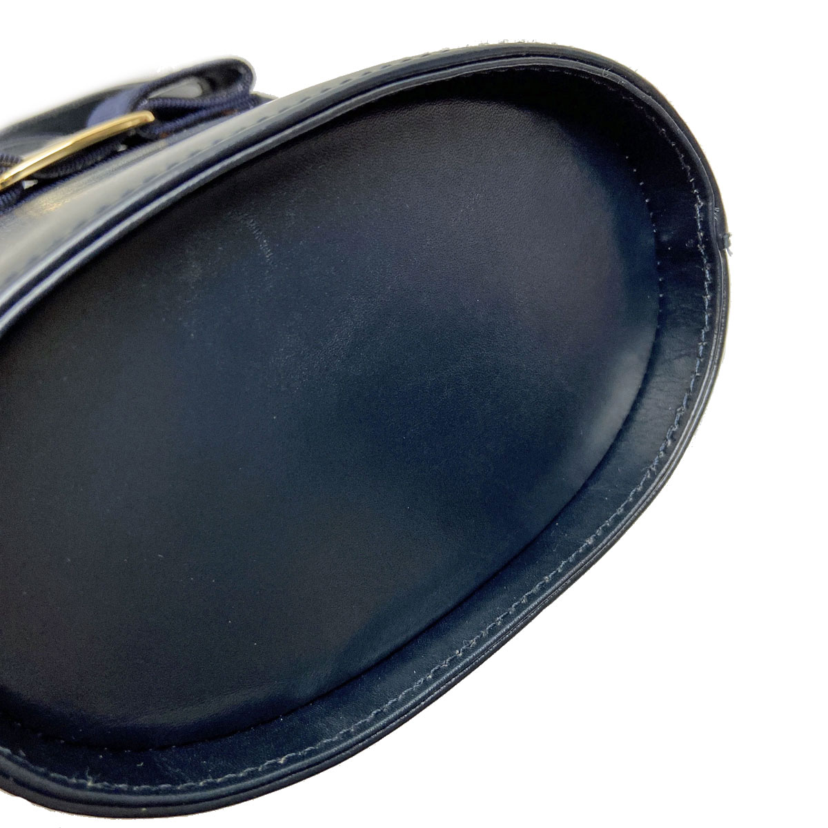 Salvatore Ferragamo フェラガモ ヴァラリボン ハンドバッグ レザー ネイビー/ゴールド金具 BA216161