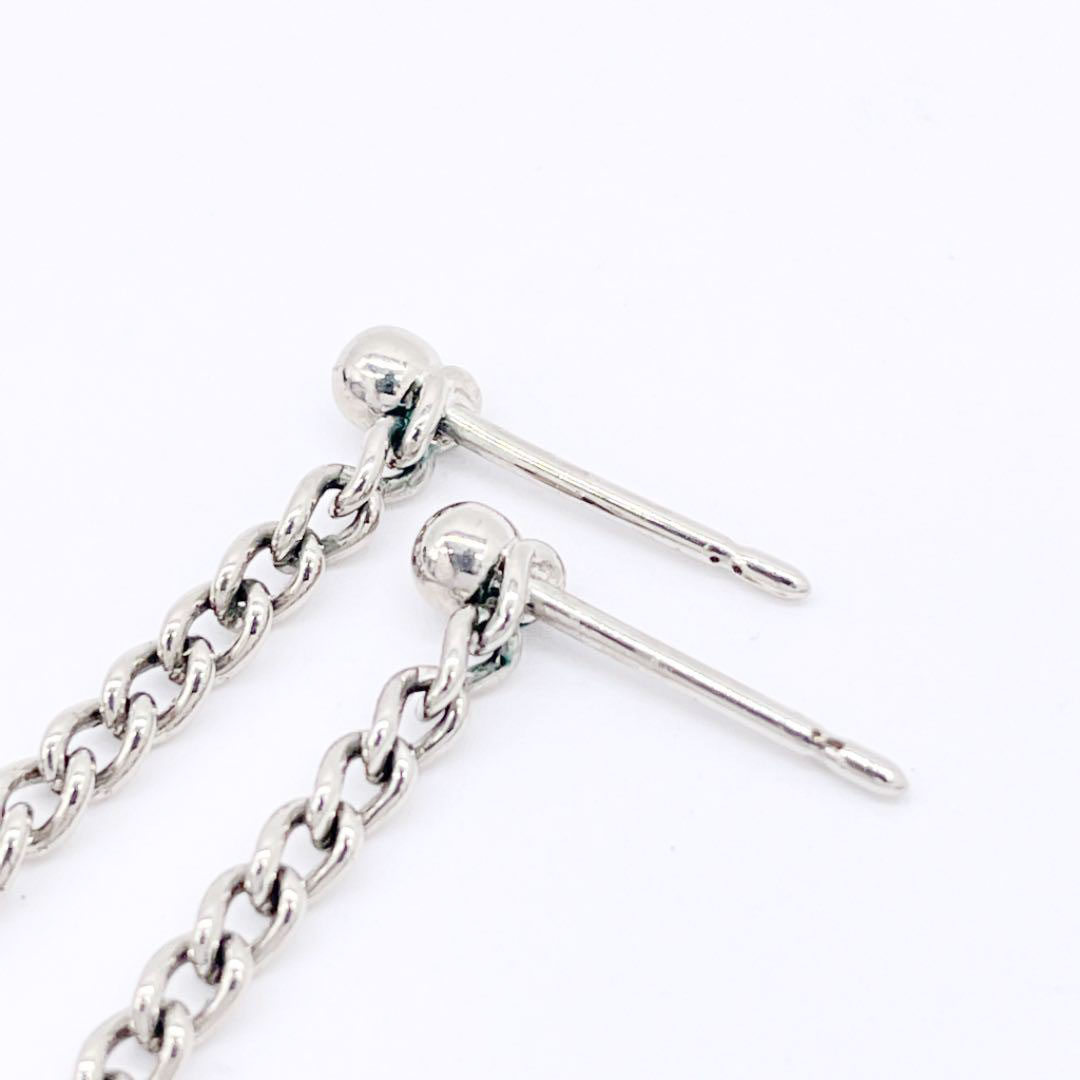 シャネル ココマーク チェーン ピアス シルバー □シャネル□ ピアス チェーン ココマーク シルバー 【CHANEL