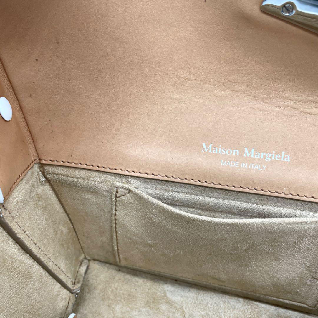 Maison Margiela メゾンマルジェラ Snatched スナッチド スモールバッグ 2WAY クラッチバッグ チェーンショルダー カーフスキン ホワイト