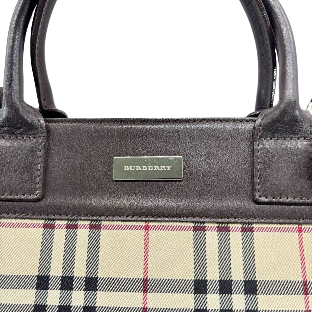BURBERRY LONDON バーバリーロンドン 2WAYトートバッグ ナイロンキャンバス/レザー ベージュ ノバチェック柄