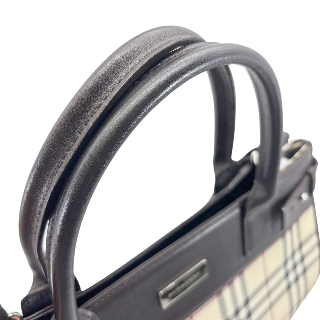 BURBERRY LONDON バーバリーロンドン 2WAYトートバッグ ナイロンキャンバス/レザー ベージュ ノバチェック柄