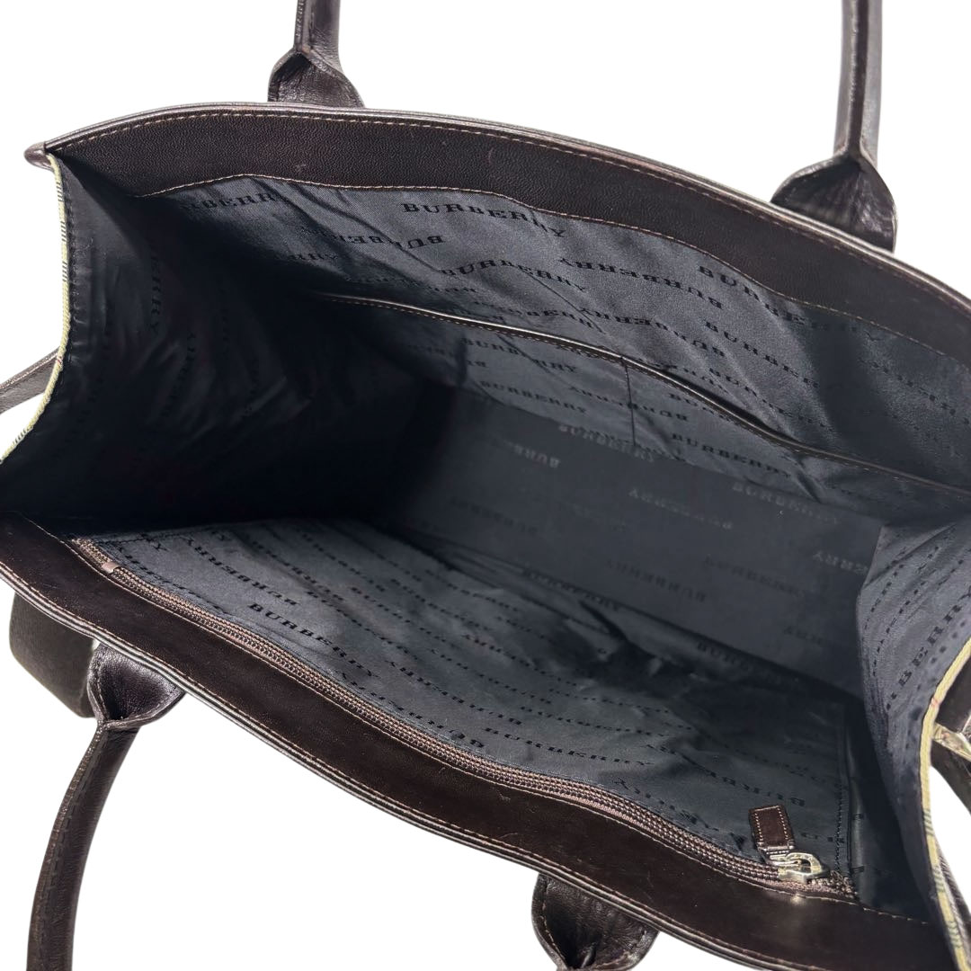 BURBERRY LONDON バーバリーロンドン 2WAYトートバッグ ナイロンキャンバス/レザー ベージュ ノバチェック柄