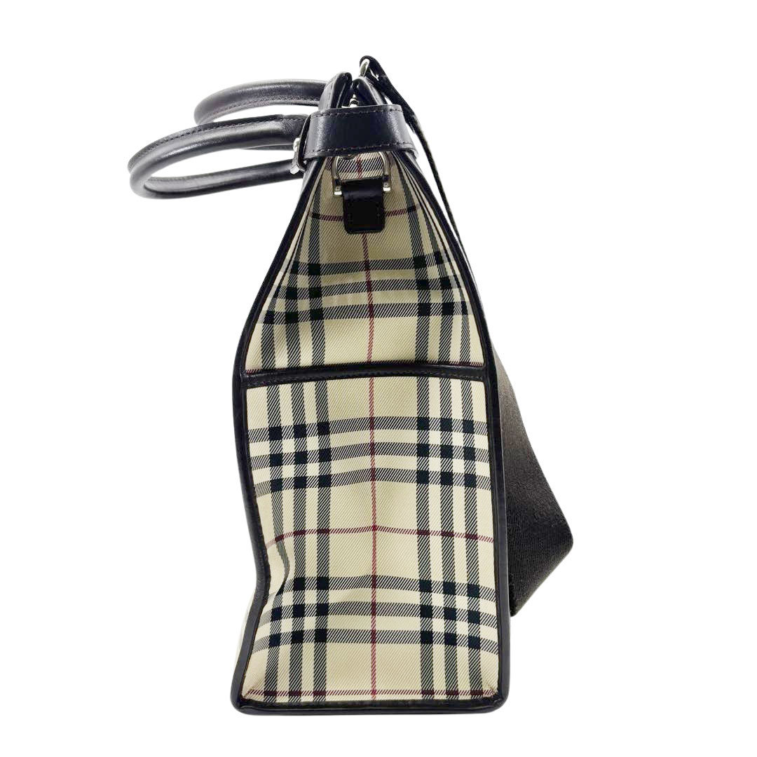 BURBERRY LONDON バーバリーロンドン 2WAYトートバッグ ナイロンキャンバス/レザー ベージュ ノバチェック柄