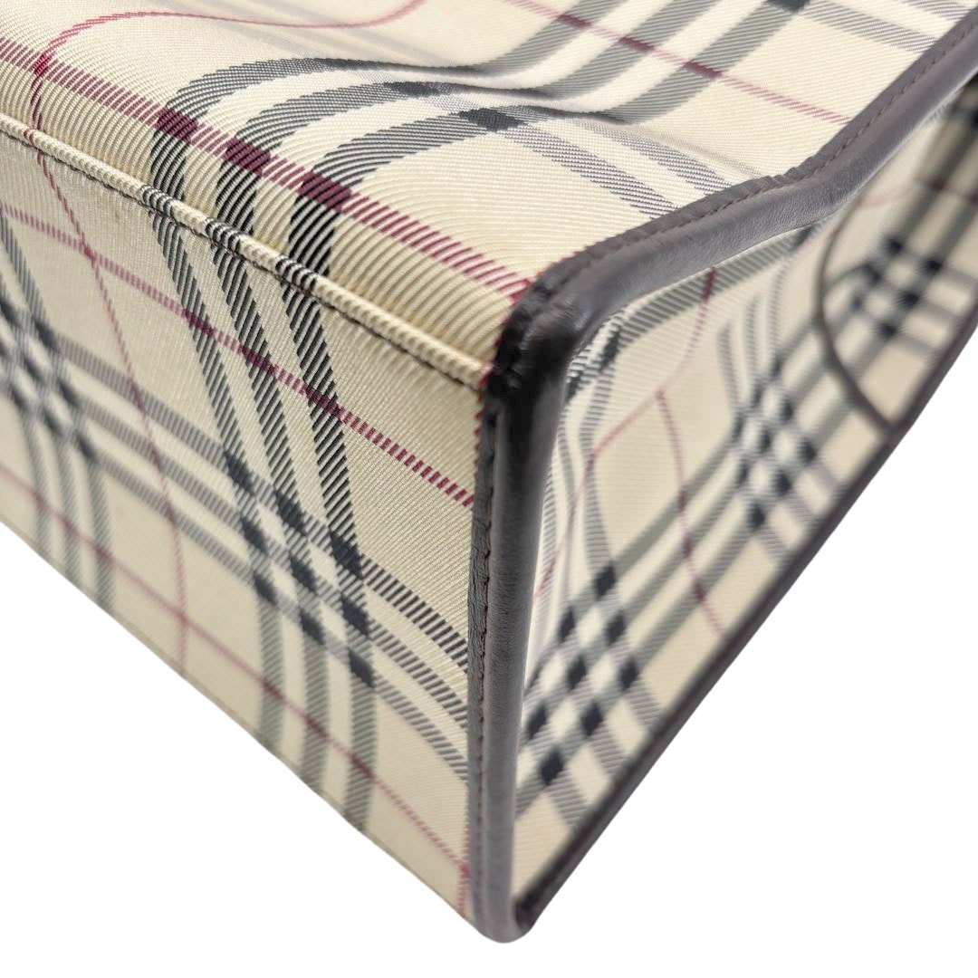 BURBERRY LONDON バーバリーロンドン 2WAYトートバッグ ナイロンキャンバス/レザー ベージュ ノバチェック柄