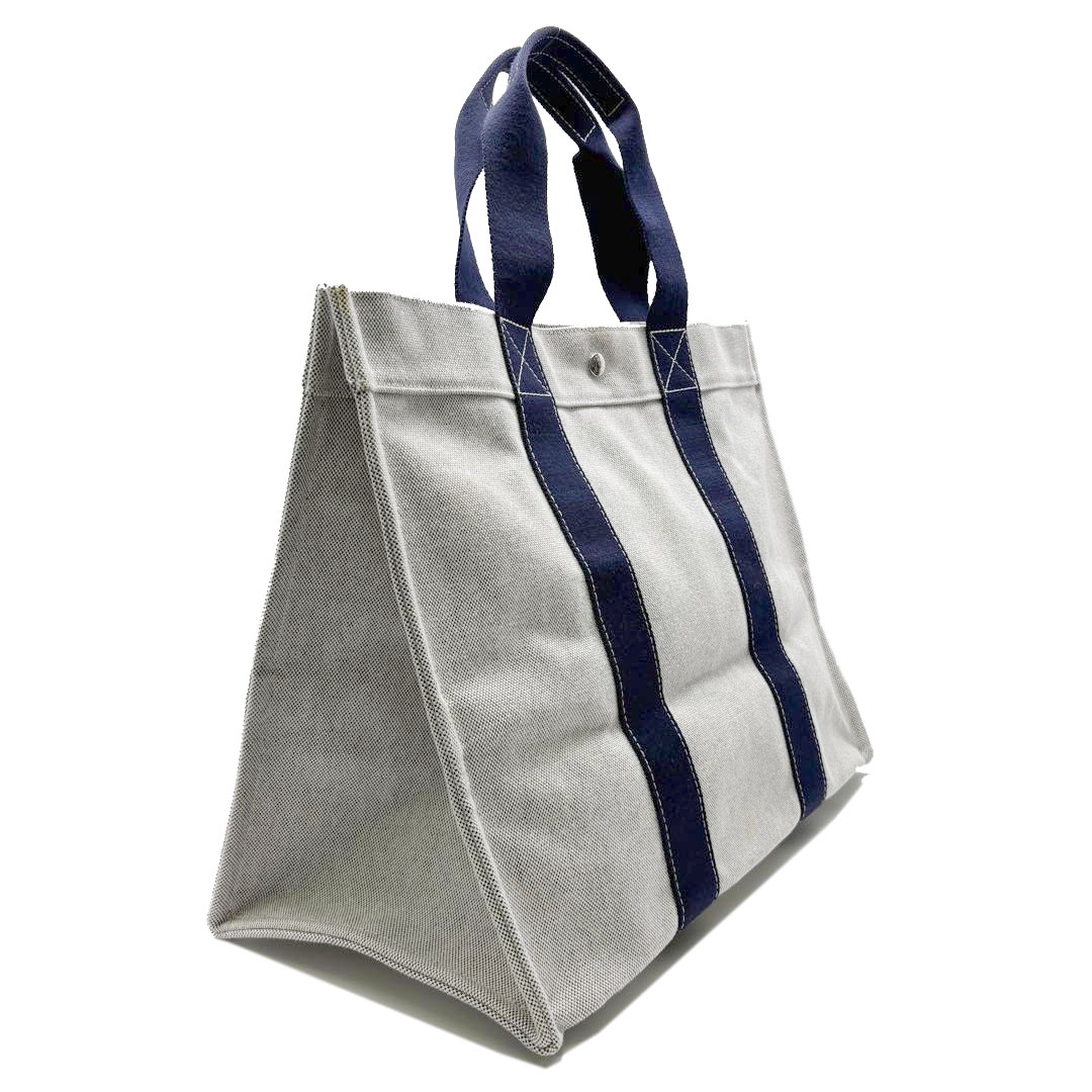 HERMES エルメス トートバッグ ボラボラGM トワルアッシュ グレー/ネイビー