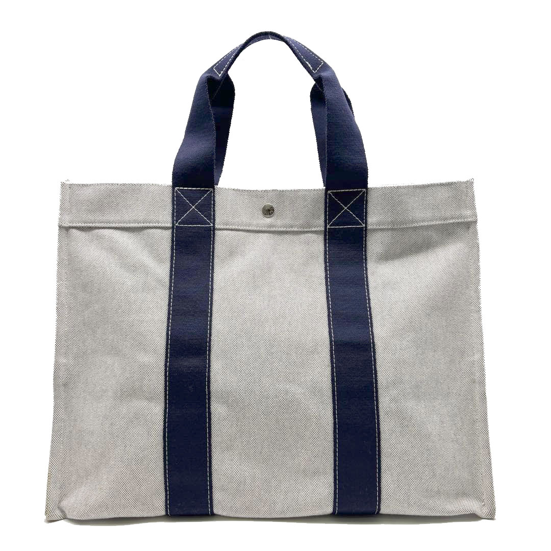 HERMES エルメス トートバッグ ボラボラGM トワルアッシュ グレー/ネイビー