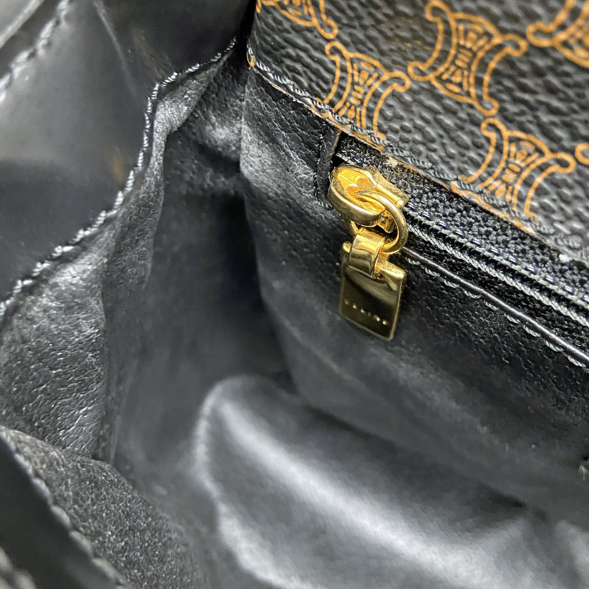 CELINE セリーヌ マカダム柄 ショルダーバッグ レザー ブラック/ブラウン MC00/2