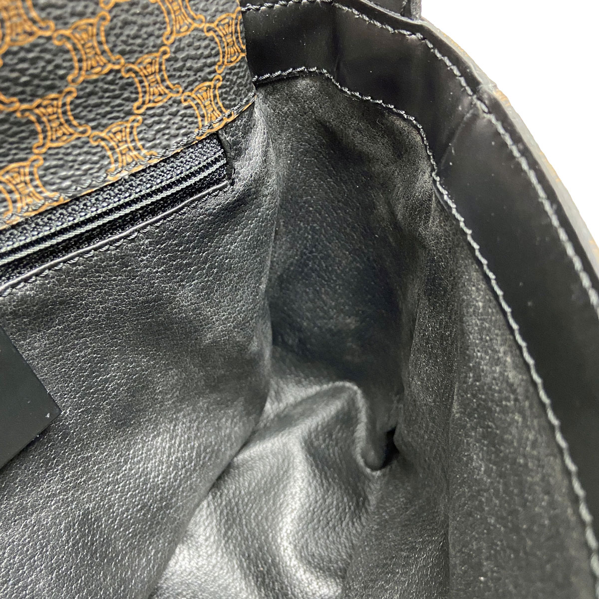 CELINE セリーヌ マカダム柄 ショルダーバッグ レザー ブラック/ブラウン MC00/2