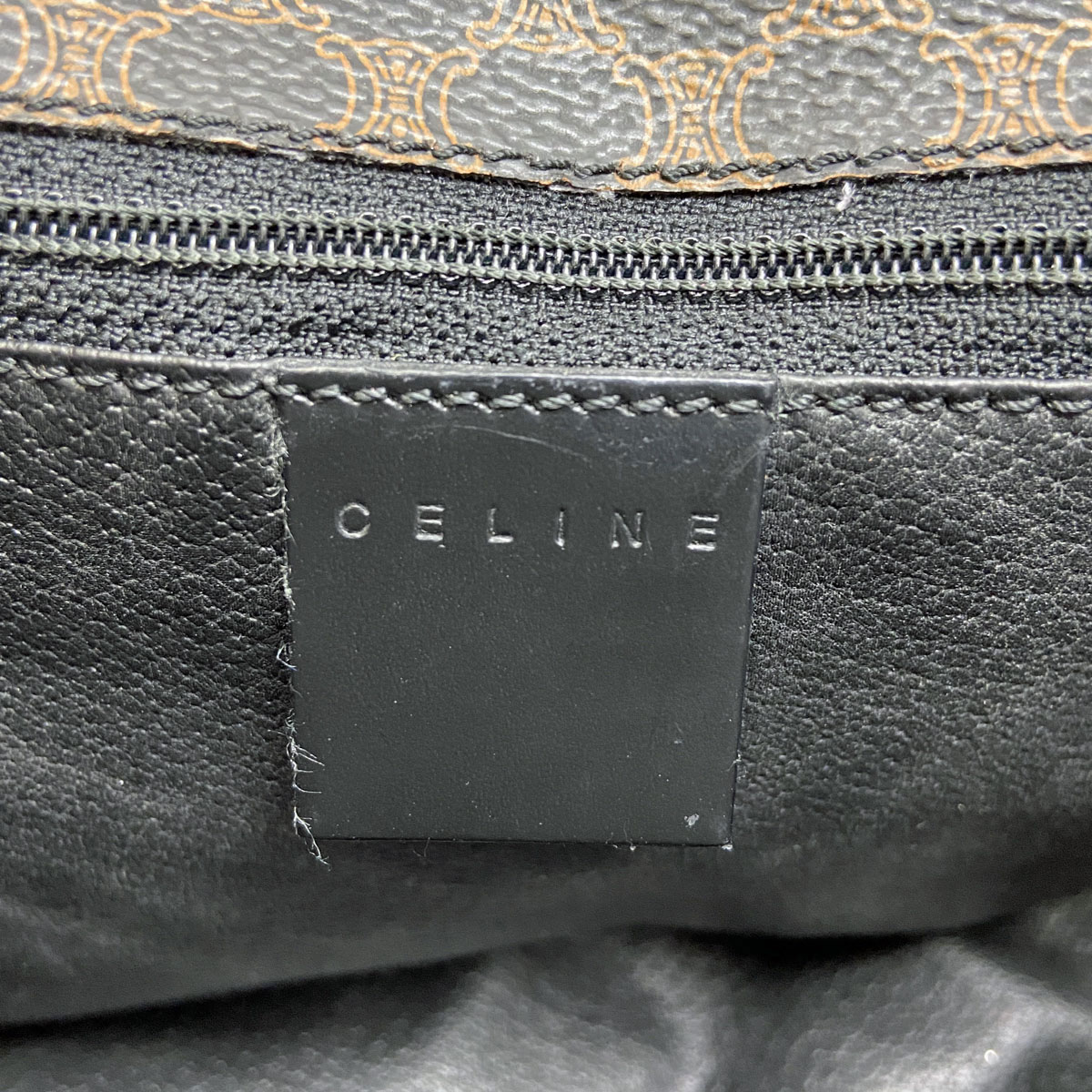 CELINE セリーヌ マカダム柄 ショルダーバッグ レザー ブラック/ブラウン MC00/2
