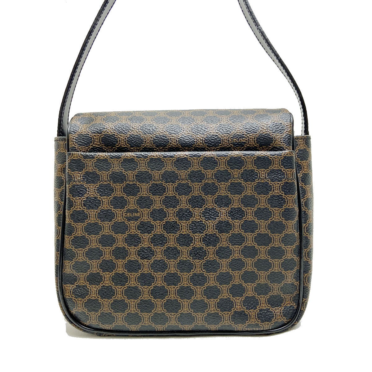 CELINE セリーヌ マカダム柄 ショルダーバッグ レザー ブラック/ブラウン MC00/2