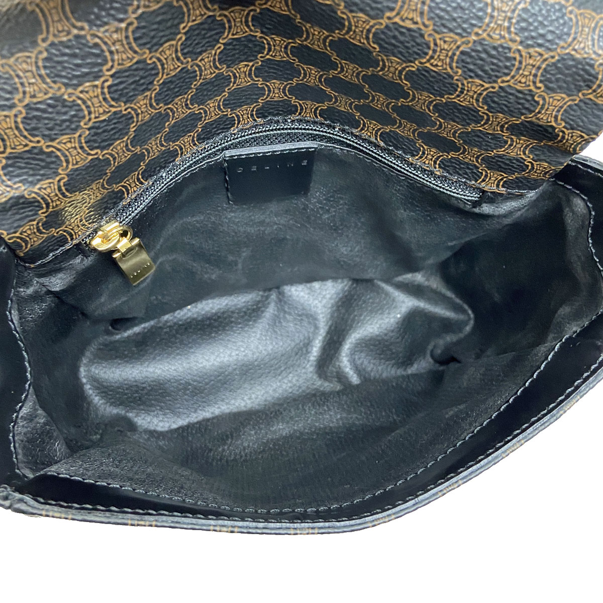 CELINE セリーヌ マカダム柄 ショルダーバッグ レザー ブラック/ブラウン MC00/2