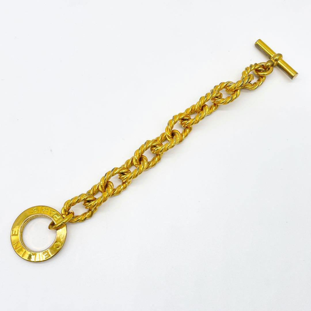 CELINE セリーヌ ヴィンテージ 極太チェーンブレスレット ゴールド