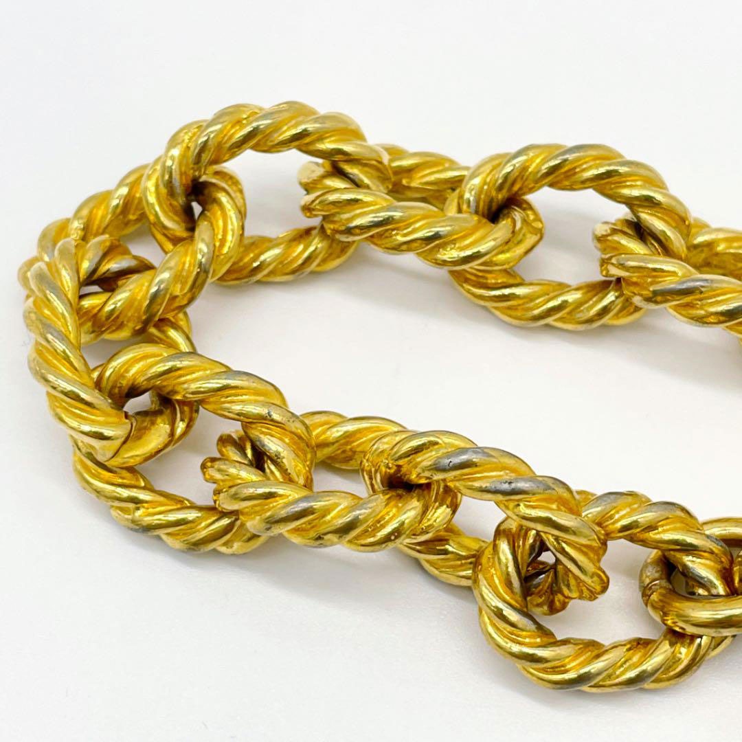 CELINE セリーヌ ヴィンテージ 極太チェーンブレスレット ゴールド