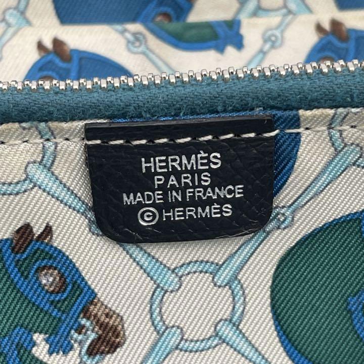 HERMES エルメス ラウンドファスナー長財布 アザップロング シルクイン ヴォー・エプソンブルーインディゴ（ネイビー系） A刻印(2017年頃製造)