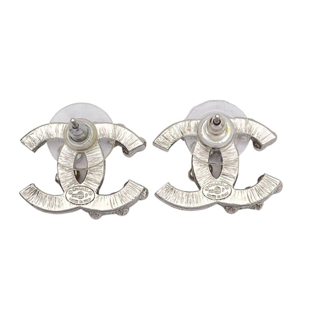 CHANEL シャネル ピアス ココマーク ラインストーン シルバー 18P
