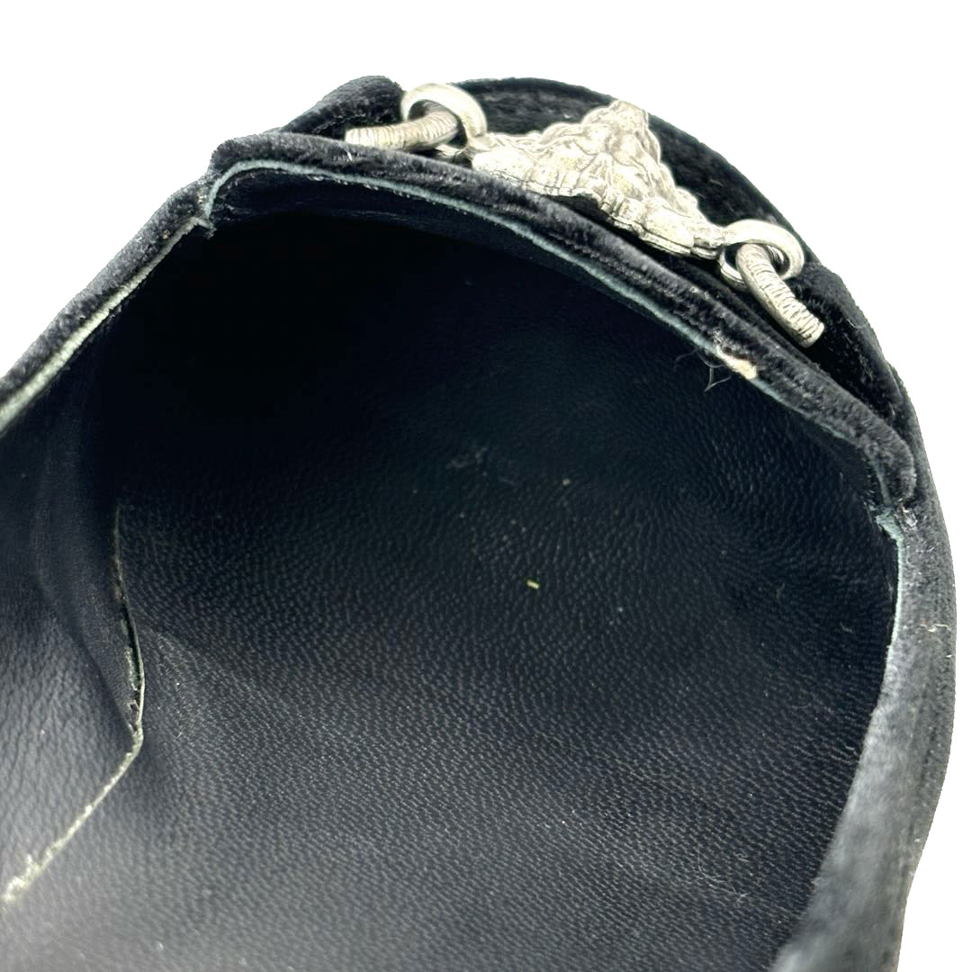 CHANEL シャネル フラットパンプス ライオンエンブレム ベルベット ブラック 36C(約23cmくらい) 