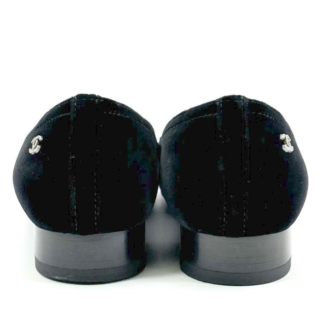 CHANEL シャネル フラットパンプス ライオンエンブレム ベルベット ブラック 36C(約23cmくらい) 