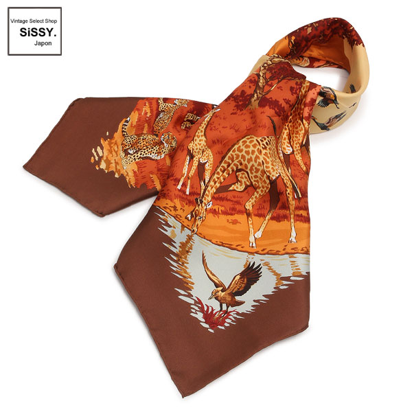 ■エルメス■ カレ90 スカーフ 「Africa」 シルク100% ブラウン系マルチカラー 【HERMES】