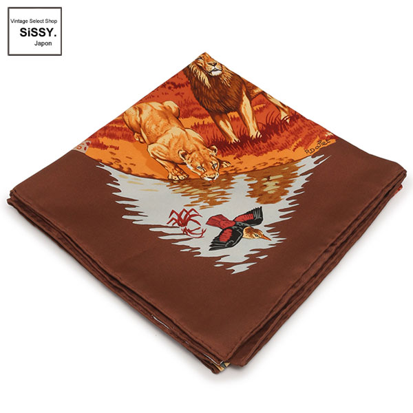 ■エルメス■ カレ90 スカーフ 「Africa」 シルク100% ブラウン系マルチカラー 【HERMES】