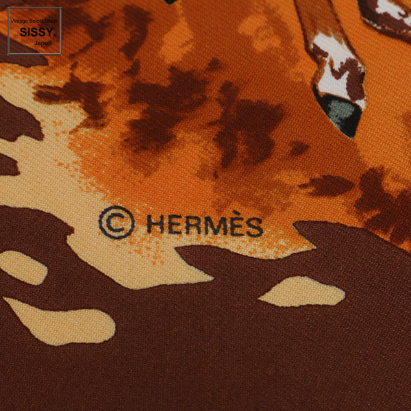 ■エルメス■ カレ90 スカーフ 「Africa」 シルク100% ブラウン系マルチカラー 【HERMES】