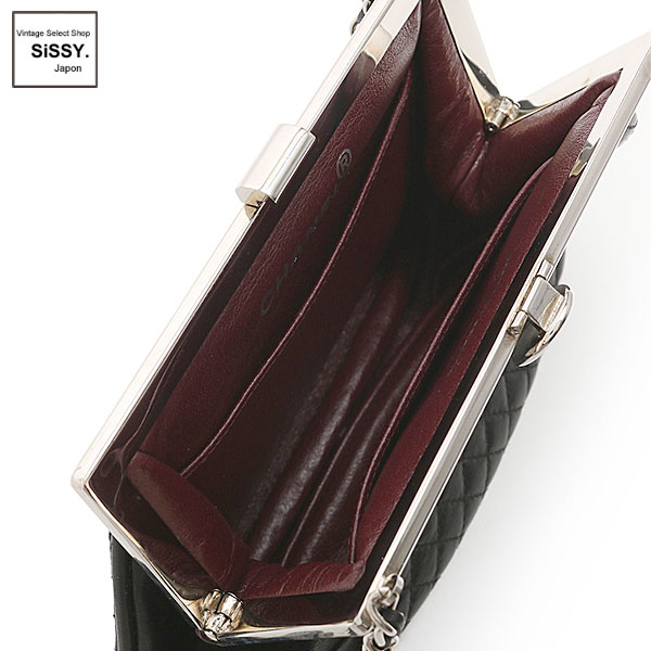 ■シャネル■ マトラッセ チェーン がま口 ショルダーバッグ ラムスキン ブラック シルバー金具 4番台 【CHANEL】