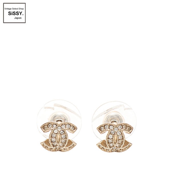 □シャネル□ ココマーク イヤリング ラインストーン ゴールド A17B