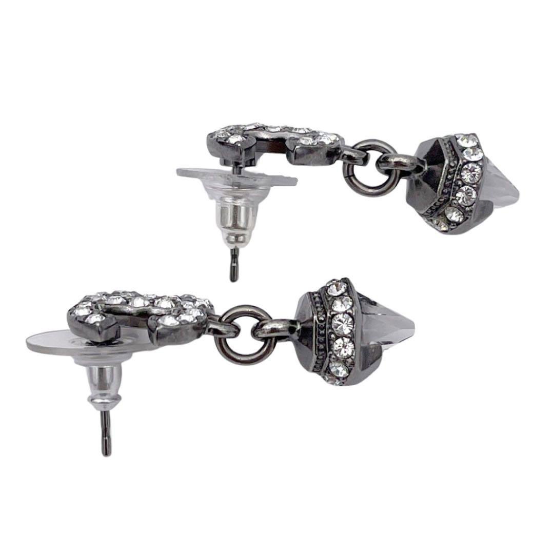 CHANEL シャネル スイングピアス ココマーク ラインストーン シルバー