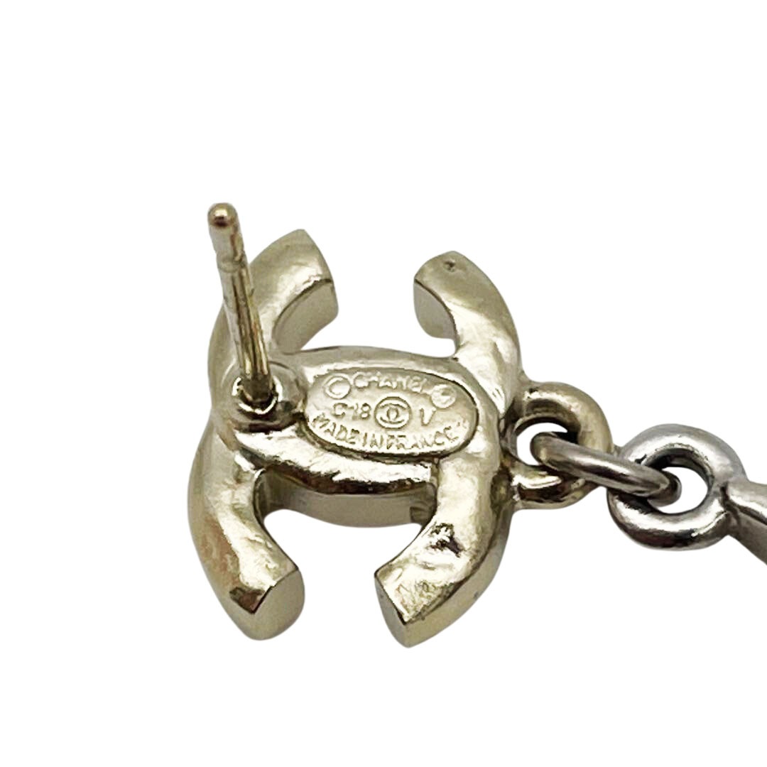 CHANEL シャネル ピアス ココマーク スター ムーン ラインストーン C18V シルバー シャンパンゴールド