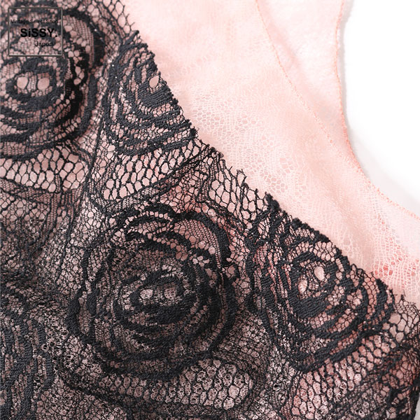 ■シャネル■ キャミソール レース コットン ピンク ブラック 03P 36(S) 【CHANEL】