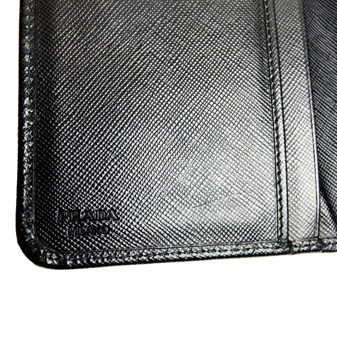 PRADA プラダ サフィアーノレザー 二つ折り財布 ブラック