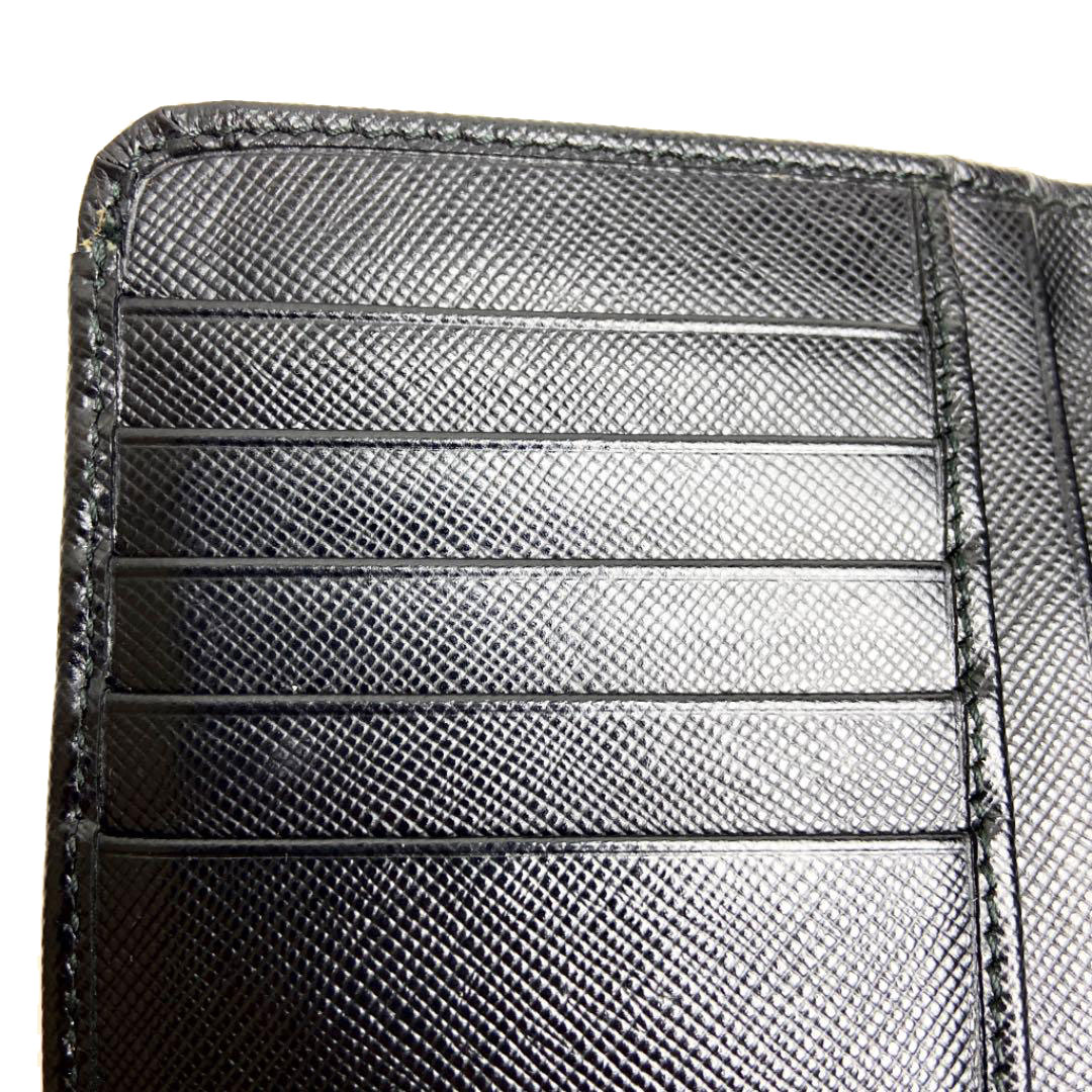 PRADA プラダ サフィアーノレザー 二つ折り財布 ブラック ゴールド金具