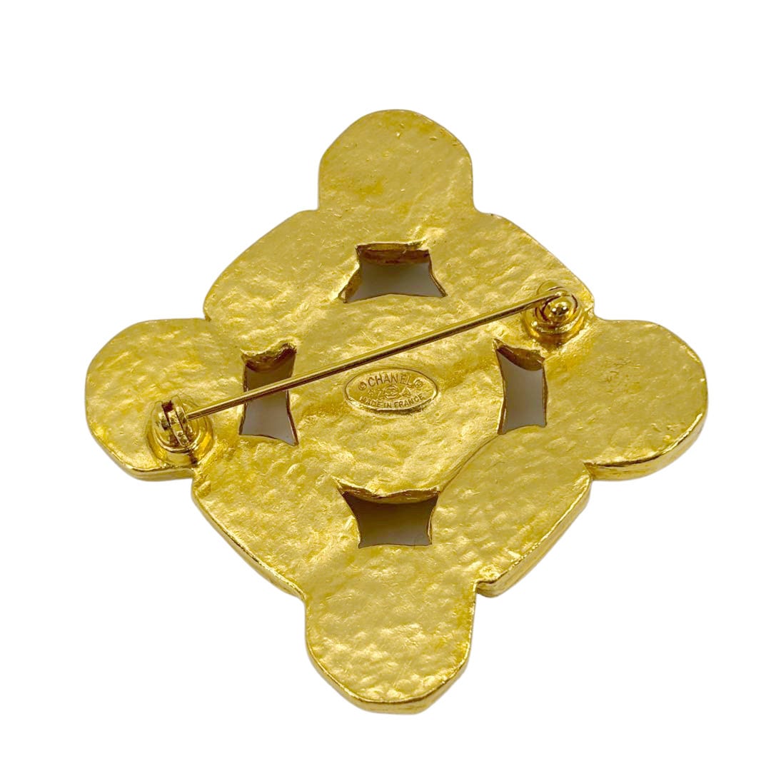 CHANEL シャネル ヴィンテージブローチ ココマーク カラーストーン 97A ゴールド ブラウン
