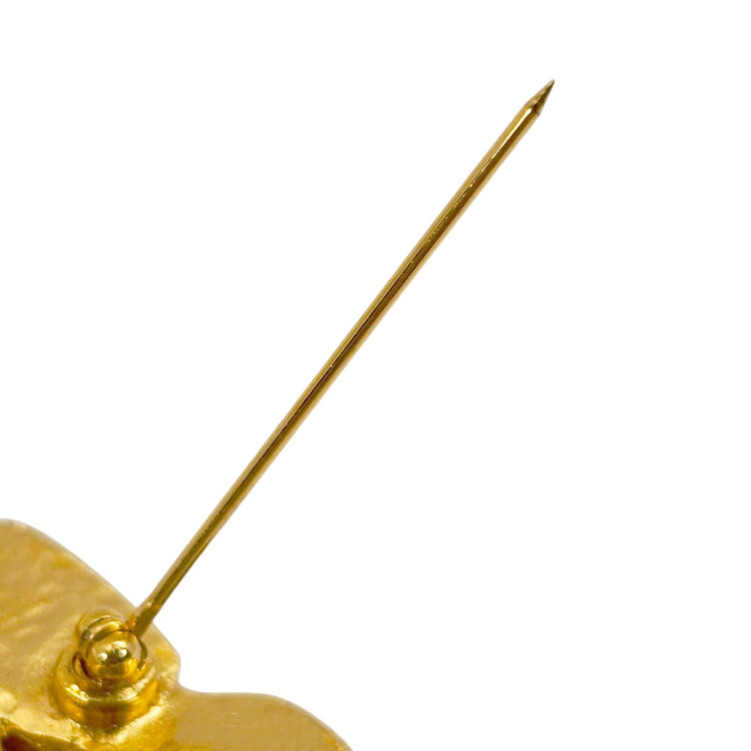 CHANEL シャネル ヴィンテージブローチ ココマーク カラーストーン 97A ゴールド ブラウン