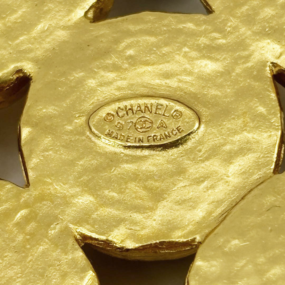 CHANEL シャネル ヴィンテージブローチ ココマーク カラーストーン 97A ゴールド ブラウン