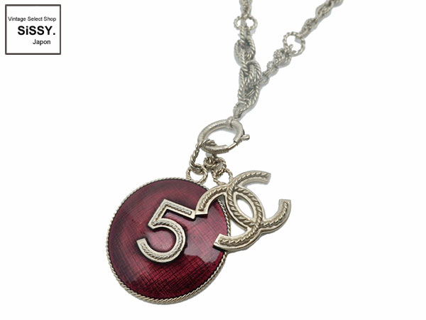 シャネル □CHANEL□ ネックレス No.5 ココマーク レッド ゴールド P