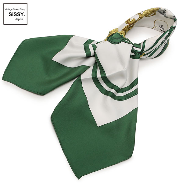 ■エルメス■ カレ90 スカーフ「BRIDES de GALA」シルク グリーン ホワイト ゴールド 【HERMES】
