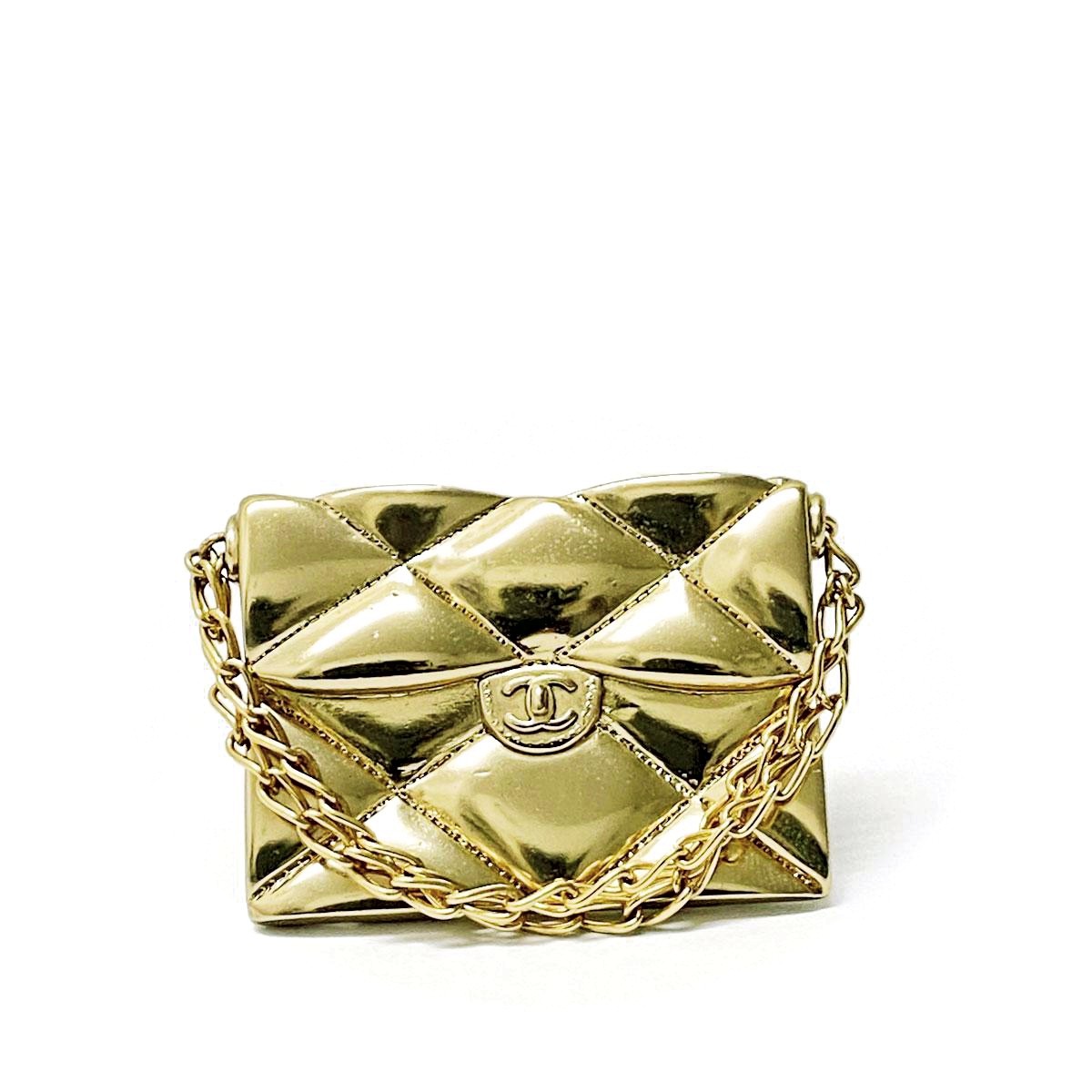 ▲極美品 シャネル マトラッセ バッグ ゴールド ブローチ ヴィンテージ 95P CHANEL シャネル ブローチ マトラッセ ゴールド ヴィンテージ 極