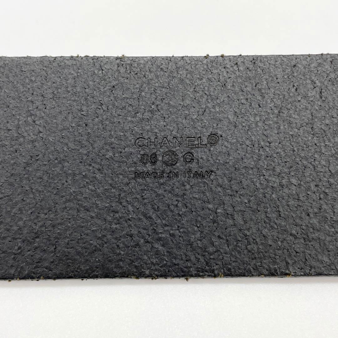 CHANEL シャネル レディース ベルト 80 ココマーク バックル ブラック ゴールド 08C