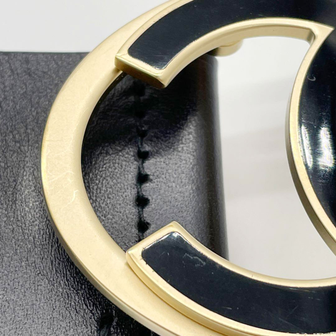 CHANEL シャネル レディース ベルト 80 ココマーク バックル ブラック ゴールド 08C