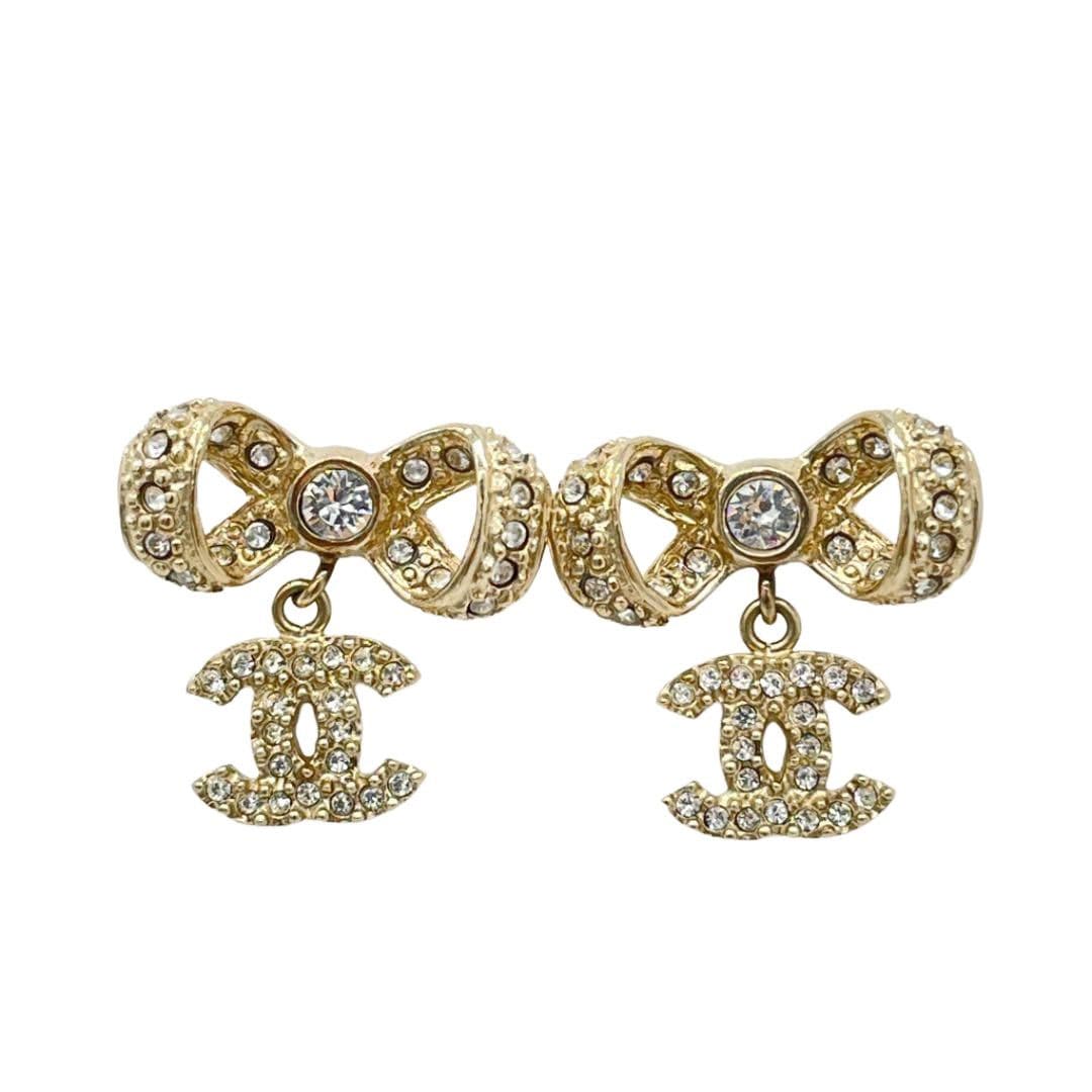 CHANEL リボン ピアス 上質♪】CHANEL リボン ピアス CCロゴ