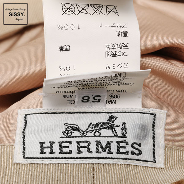 ■エルメス■ キャスケット 帽子 ウール カシミヤ ベージュ ダークブラウン 【HERMES】