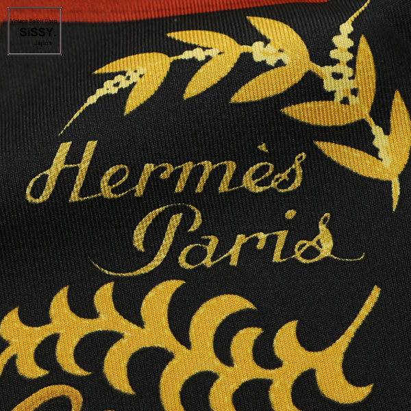 ■エルメス■ カレ90 スカーフ「Cliquetis」シルク ブラウン ベージュ ゴールド 【HERMES】