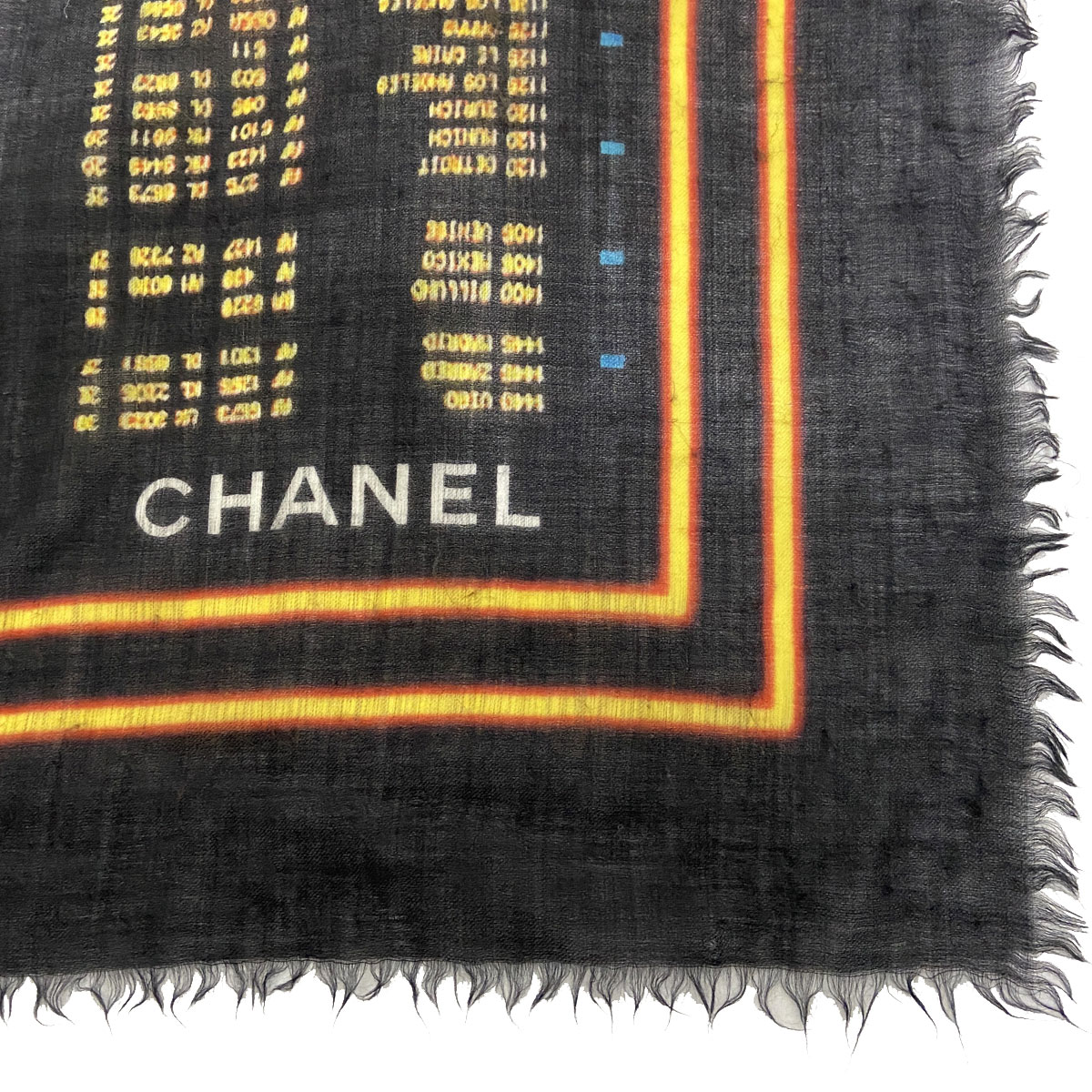 CHANEL シャネル 大判ストール ショール デジタル柄 ココマーク ブラック系 カシミヤ100％