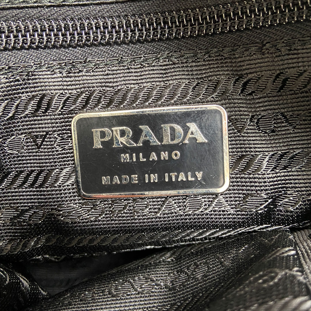 PRADA プラダ スポーツ ショルダーバッグ キャンバス レザー グレー