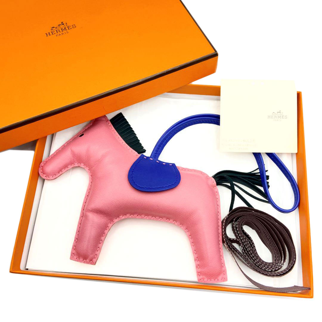 HERMES エルメス バッグチャーム ロデオGM アニューミロ ローズアザレ/ブルーアンクル/ヴェールシプレ A刻印（2017年頃製造）