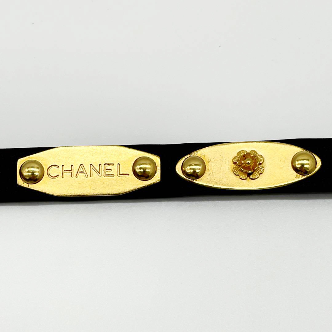 CHANEL シャネル レディース ベルト 70 アイコンプレート マトラッセバッグ クローバー 香水 亀 カメリア ブラック ゴールド 95A