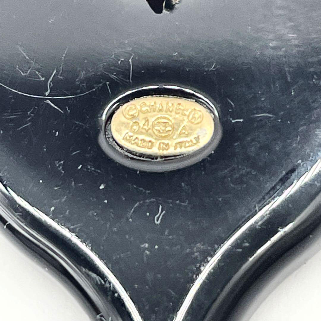 CHANEL シャネル ピンブローチ 手鏡 ミラー ラインストーン ブラック 04A